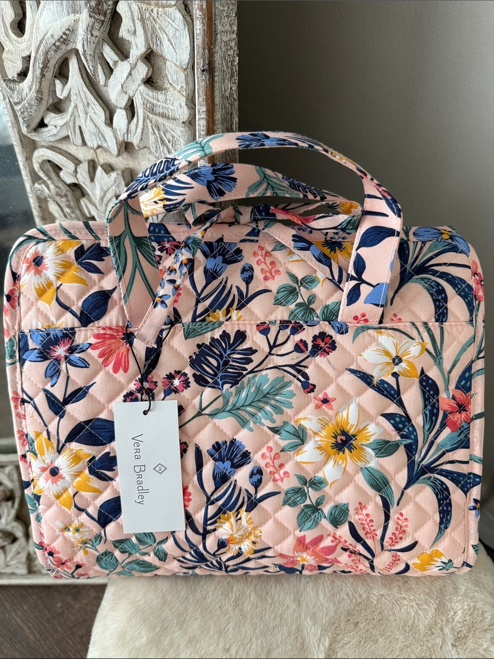 Vera Bradley Floral Quilted Travel Organizer Bag - Pink